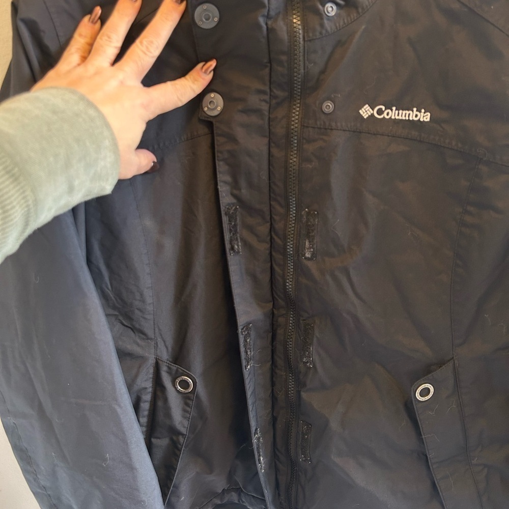 Columbia Omni-Tech Waterproof Rain Jacket Women’s Size L Black Hooded - Picture 11 of 15